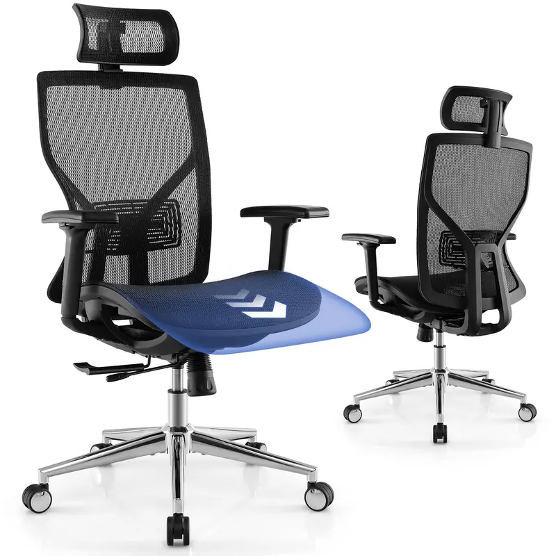 High-Back Executive Mesh Chair – 3D Adjustable Armrests, Headrest & Recline Function 1