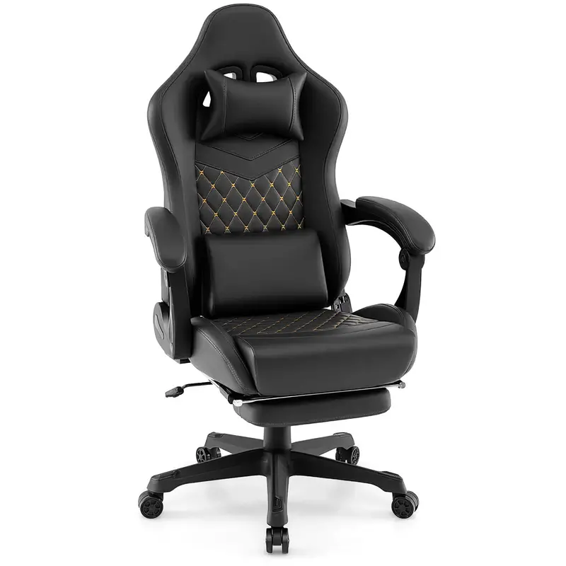 High-Back Gaming Chair With Integrated Footrest And Ergonomic Support 1