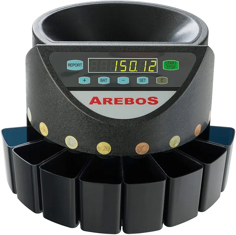 High-Speed Euro Coin Counter – 300 Coins/Minute, Compact Black Design 1