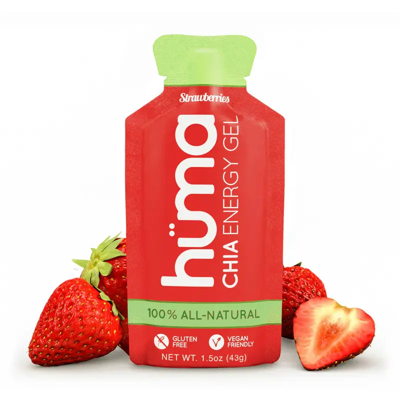 Hüma Strawberry Energy Gel – Natural Fruit-Flavored Quick-Hit Carbohydrate Gel 1