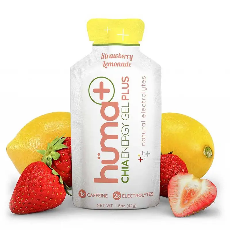 Hüma Strawberry Lemonade Energy Gel – Caffeinated, Electrolyte-Enhanced Running Gel 1
