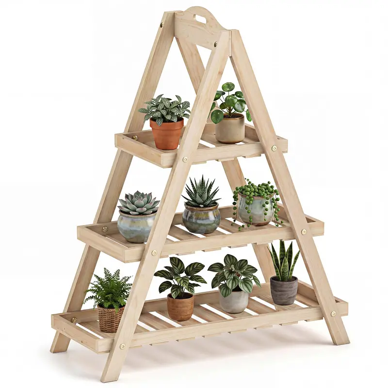 Indoor 3-Tier Wooden Plant Stand For Pots And Decorative Greenery (28.5") 1