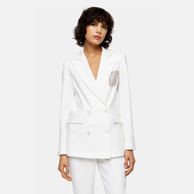 Ivory Blazer With Diamante Fringe Detail 1