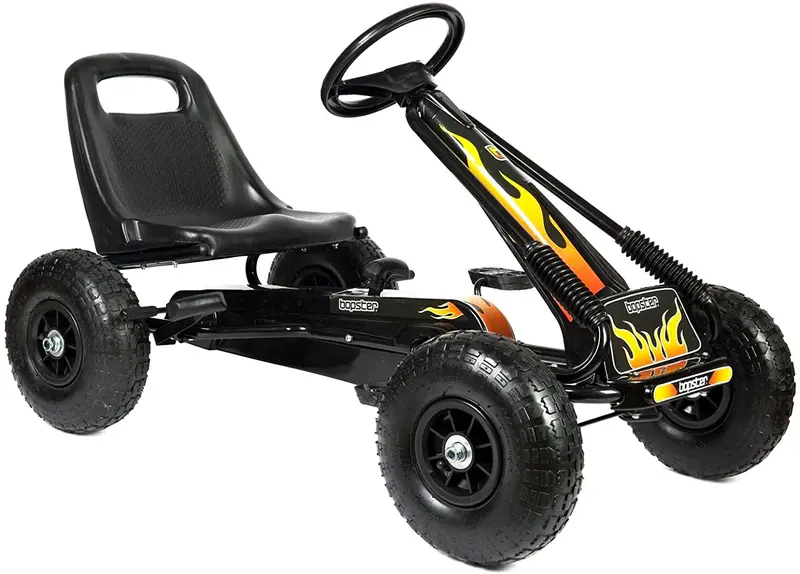 Kids’ Ride-On Go-Kart With Rubber Tires – Black Racing Design 1