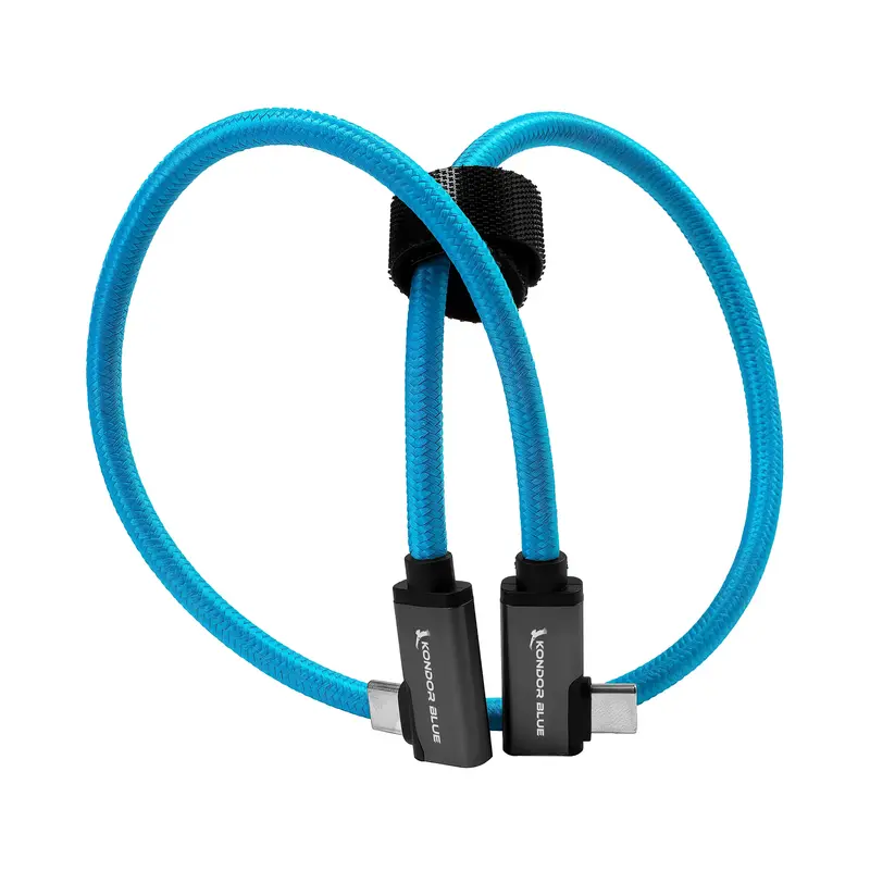 Kondor Blue 18-Inch Dual Right-Angle Braided Usb-C Cable – 8K Data & Power Delivery 1