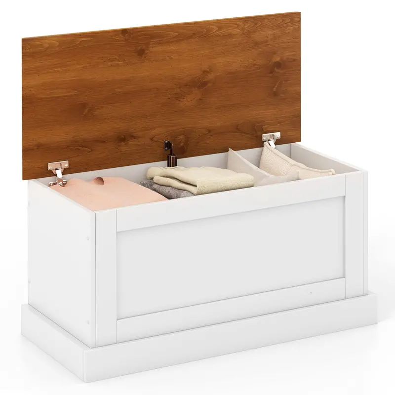 Lidded Storage Bench With Soft-Close Metal Hinge And Compact Profile 1