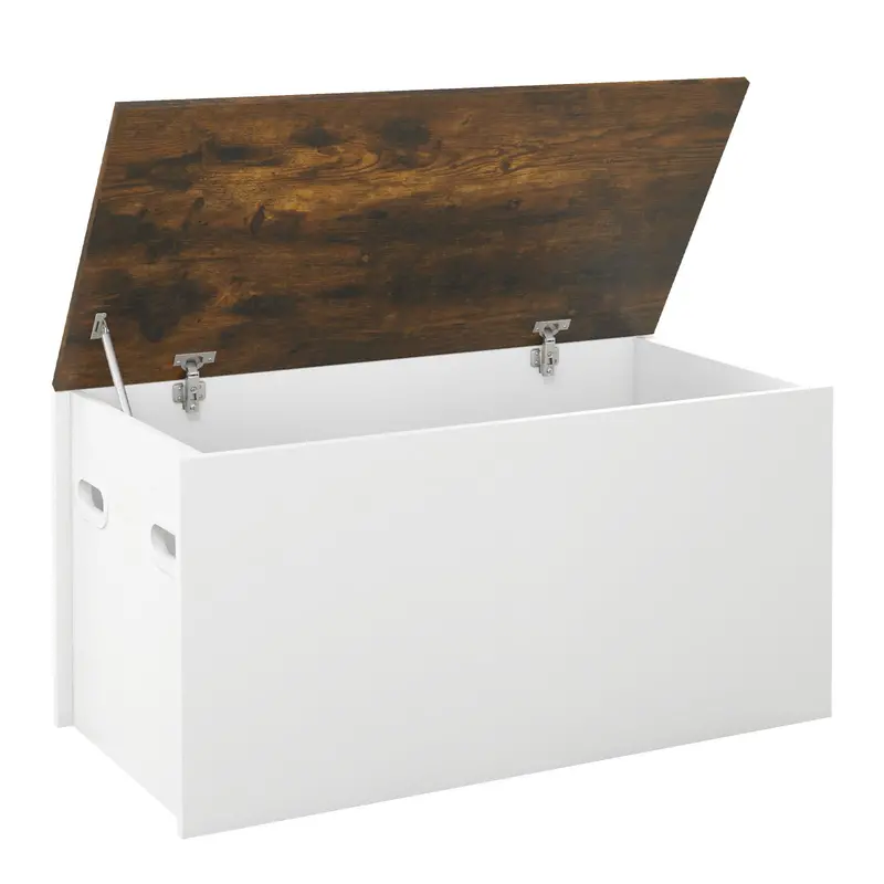 Lift-Top Storage Bench With Soft-Close Hinges And Gas Lift Support 1