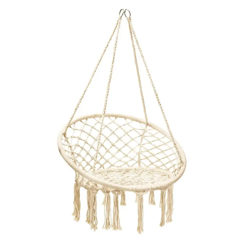 Macramé Hammock Chair – 330 Lb Capacity Hanging Seat With Boho Rope Design 1
