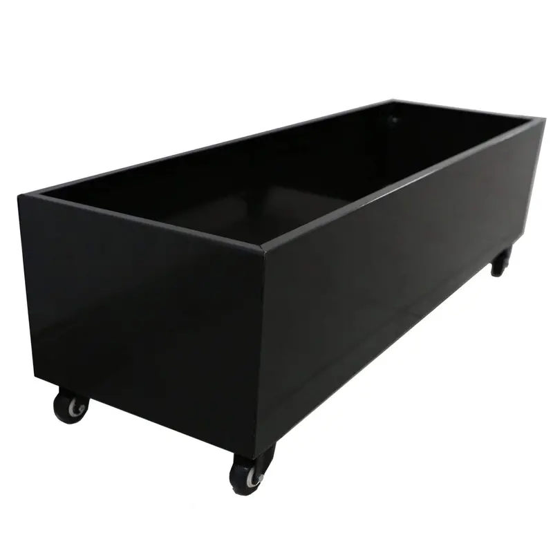 Medium Black Metal Planter With Mobility Wheels 1