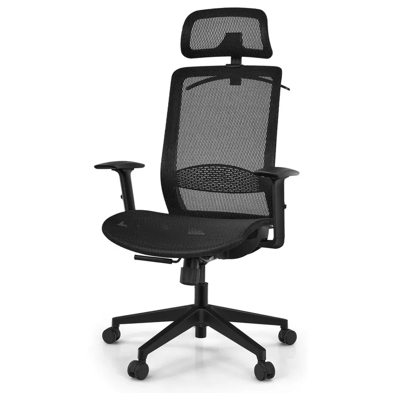 Mesh Ergonomic Office Chair: Mid-Back Desk Seat With Detachable Headrest 1