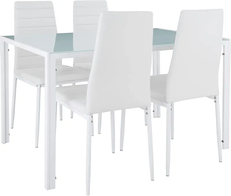 Minimalist Dining Set – Solid Wood Table With Four Coordinated Chairs 1