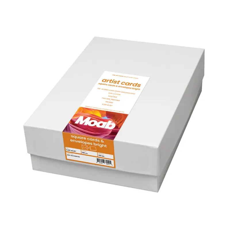 Moab Artist Premium Cardstock & Envelope Set – Bright White, 190Gsm, 5.25" Square, 100-Piece 1