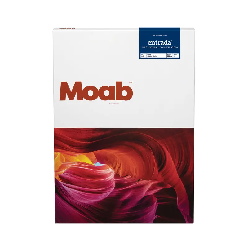 Moab Entrada Rag Natural Coldpress 300 Paper – 13" × 19", 25-Sheet Pack 1