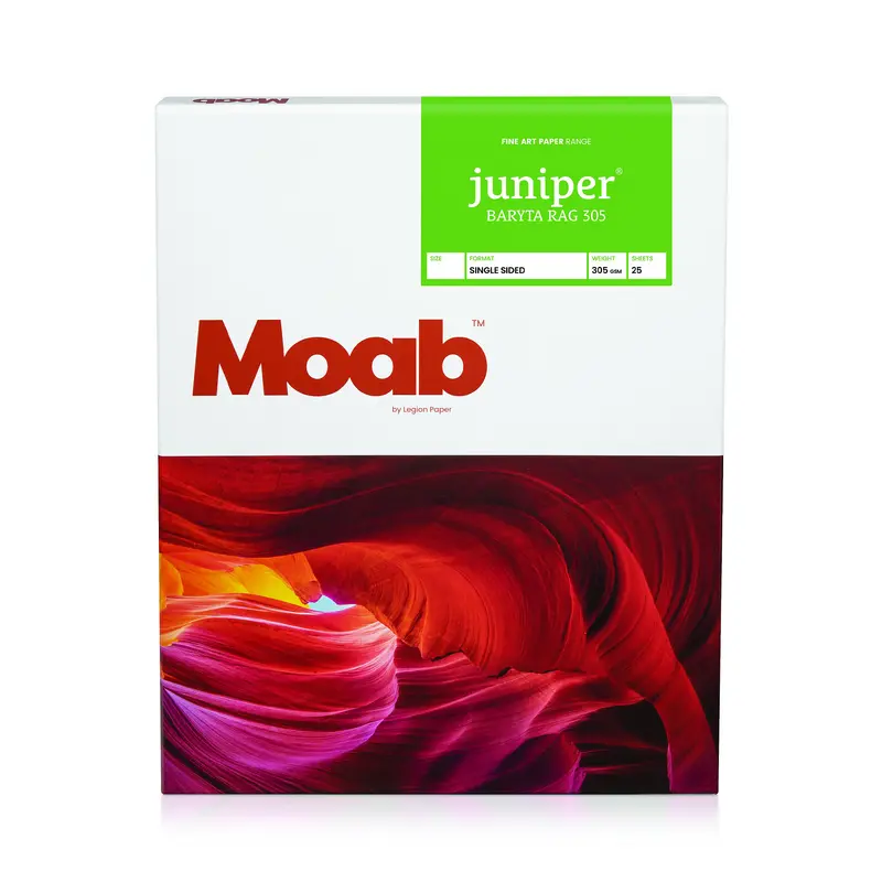 Moab Juniper Baryta Rag 305 Fine Art Paper – 11×14 In, 25-Sheet Pack 1