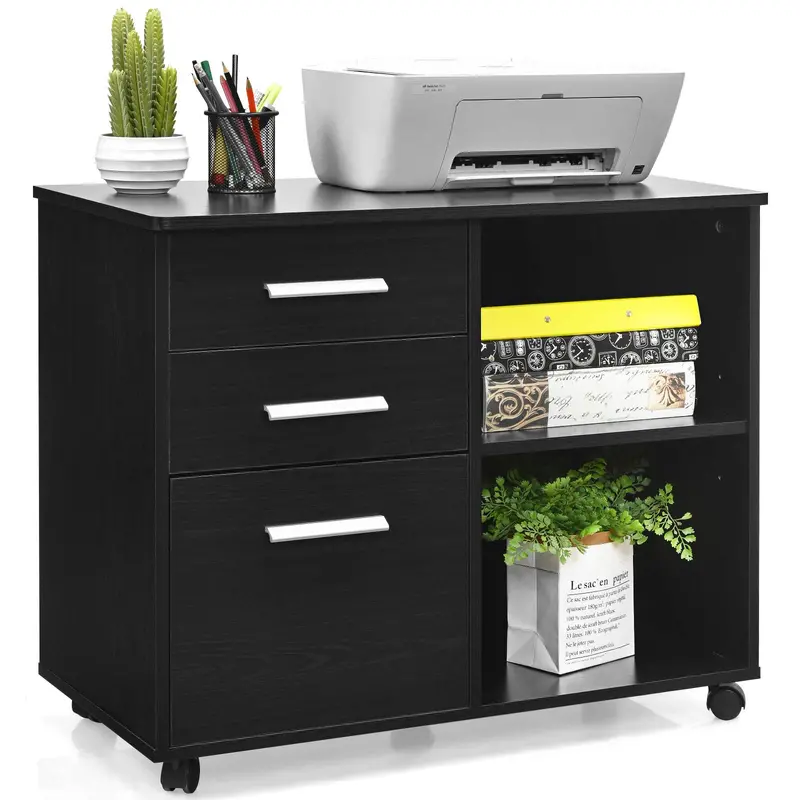 Mobile 3-Drawer Lateral File Cabinet With Locking Casters 1