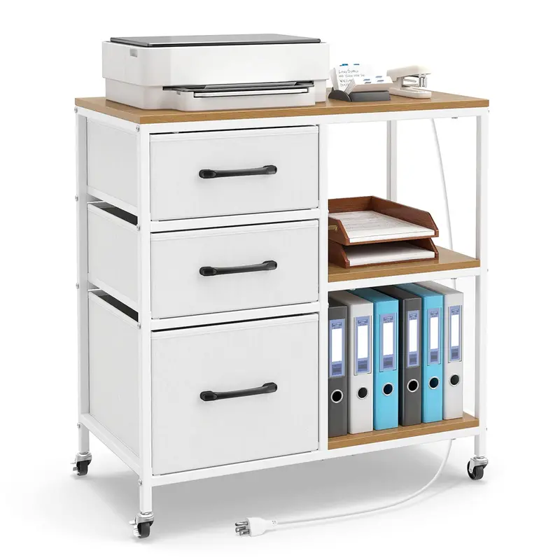 Mobile File Cabinet With 3 Drawers And Integrated Charging Hub 1