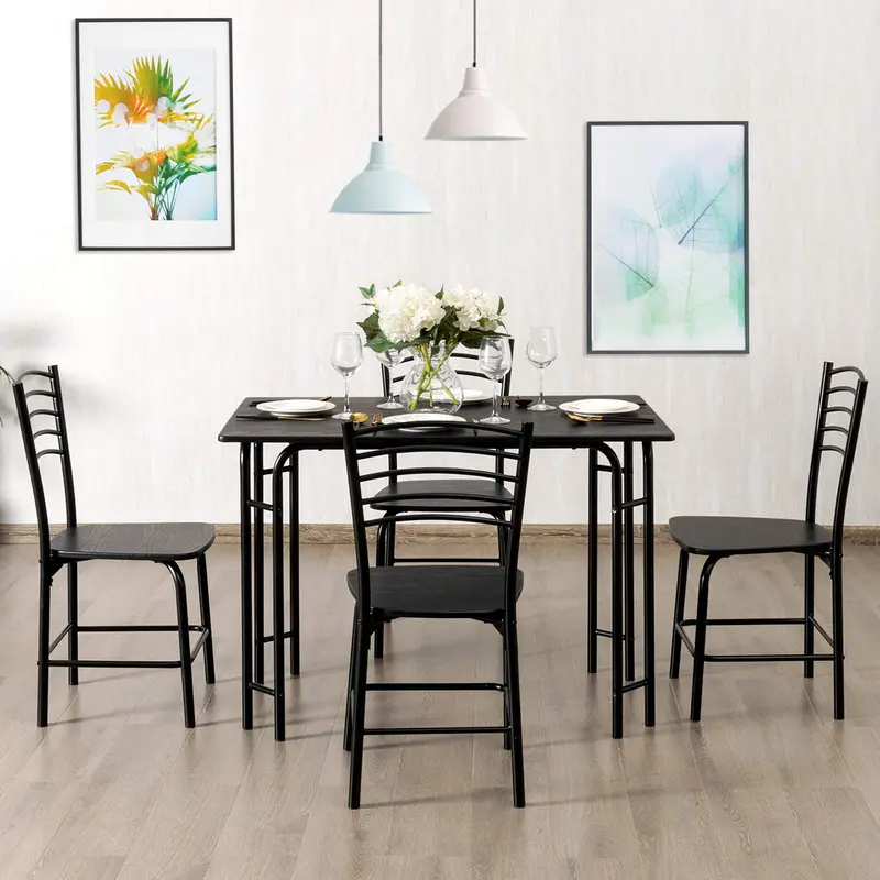 Modern 5-Piece Kitchen Dining Set: Sleek Table And Four Matching Chairs 1