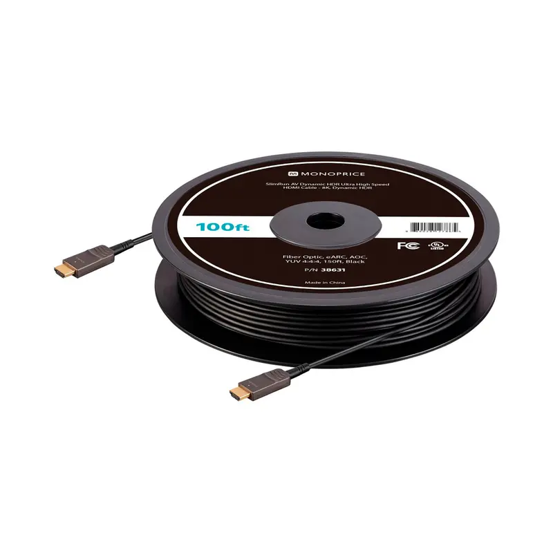 Monoprice 8K Ultra-High-Speed Fiber Optic Hdmi Cable – 100-Foot Length, Black 1