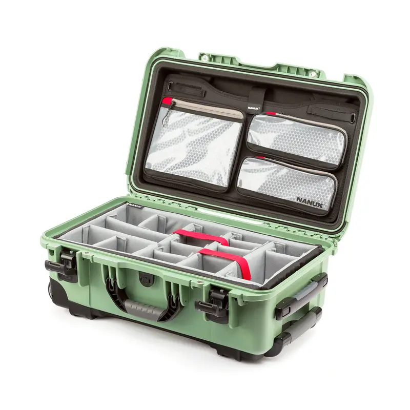 Nanuk 935 Wheeled Professional Camera Case — Sage Green, Customizable Interior 1