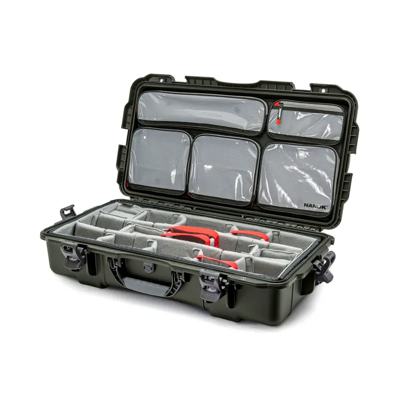 Nanuk 980 Medium Pro Photo Case – Olive, With Padded Dividers & Lid Organizer 1