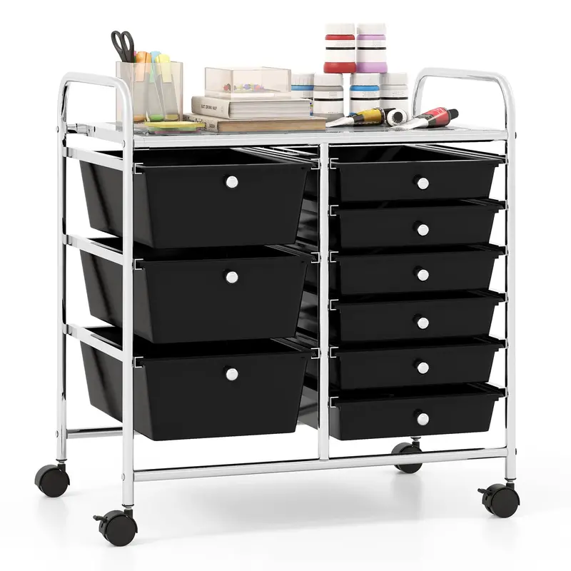 Nine-Drawer Mobile Storage Cart — Rolling Classroom Or Home Organizer 1
