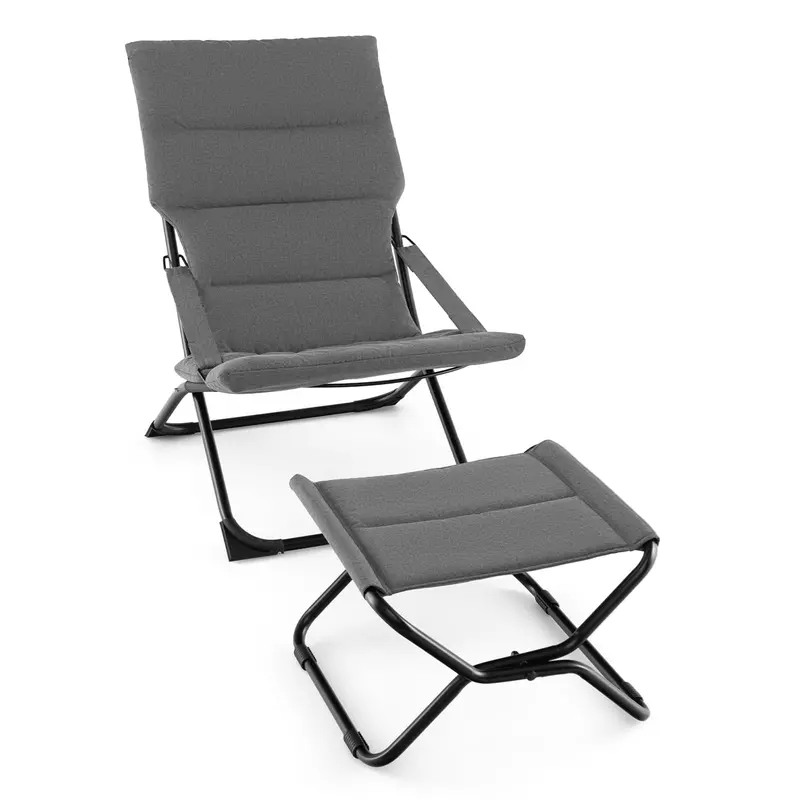 Outdoor Folding Lounge Chair With Footrest And Removable Cushion – Lightweight Patio Seating 1