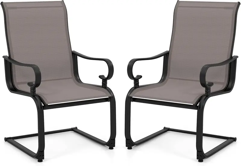 Outdoor Patio Dining Chairs – High-Back Set Of 2 Or 4 With C-Spring Metal Support 1