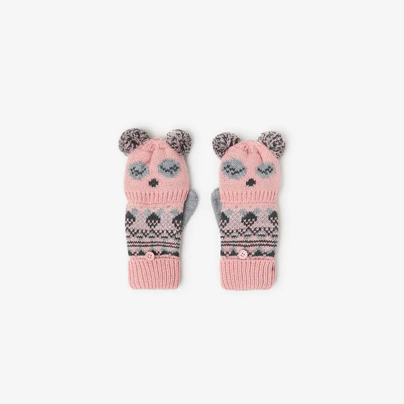 Panda Intarsia Knit Mittens 1