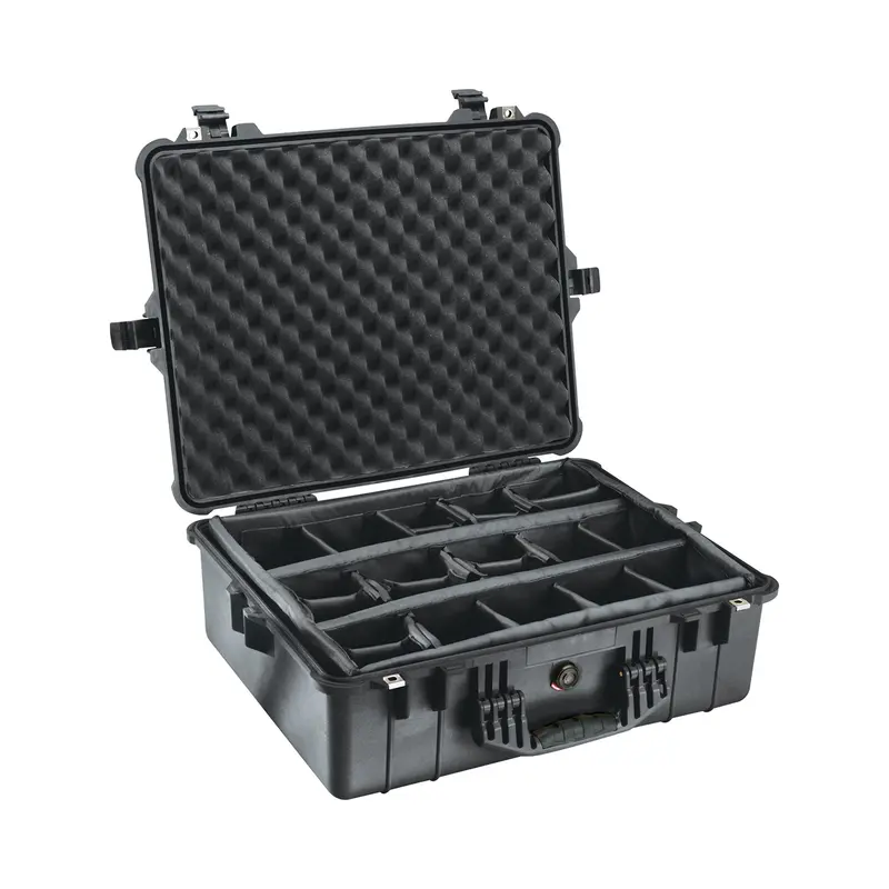 Pelican 1600 Rugged Transport Case Featuring Adjustable Padded Inserts And Molded Lid Foam – Black 1
