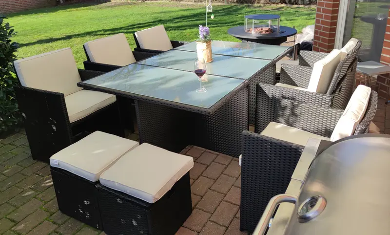 Poly-Rattan Cube Garden Furniture Set – 11-Piece (6 Chairs, 4 Stools, 1 Table) 1