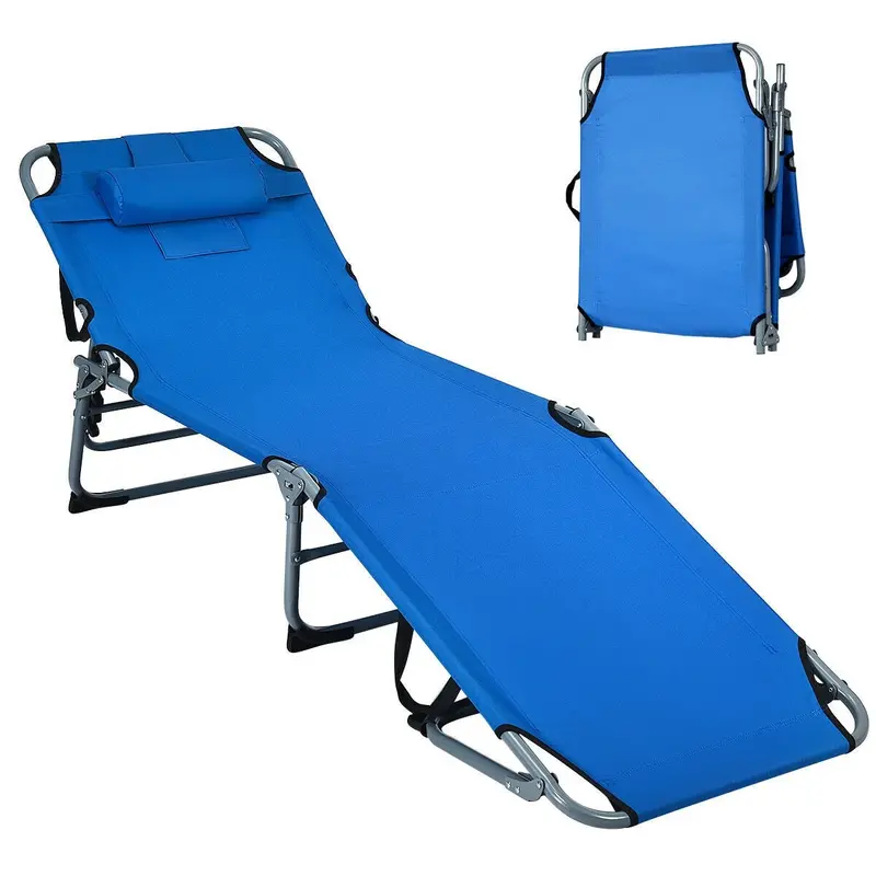 Portable Folding Chaise Lounge Chair With Multi-Position Recline For Camping Or Backyard Use 1