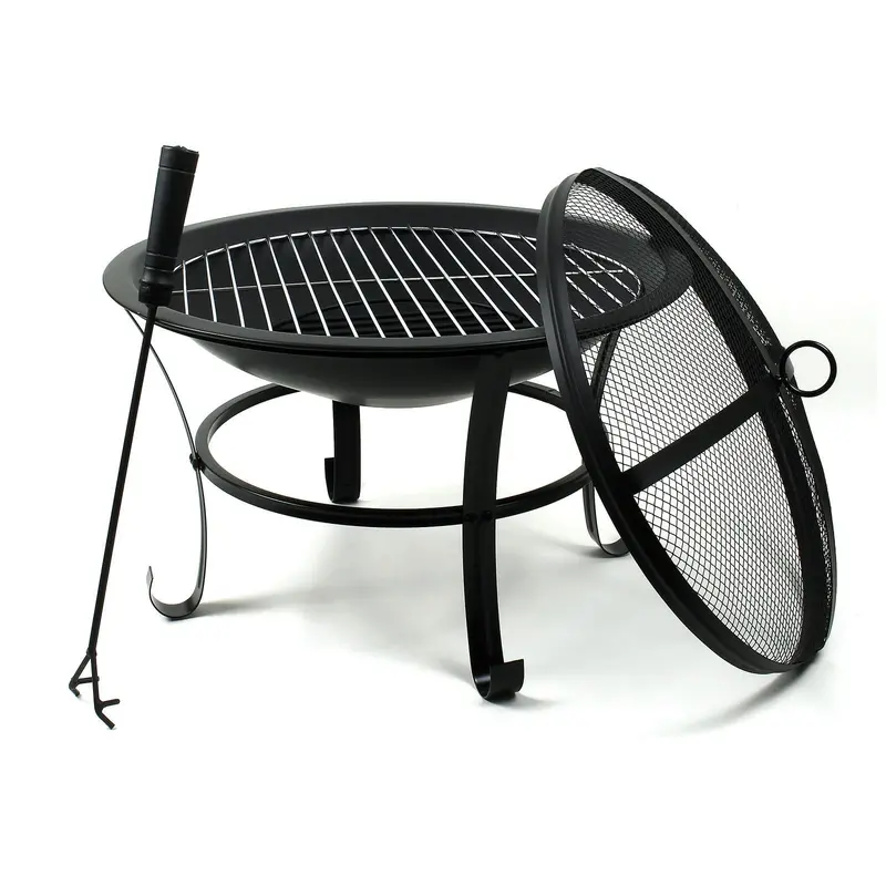 Powder-Coated Steel Fire Basket With Grill Pan And Spark Guard, Ø56Cm 1