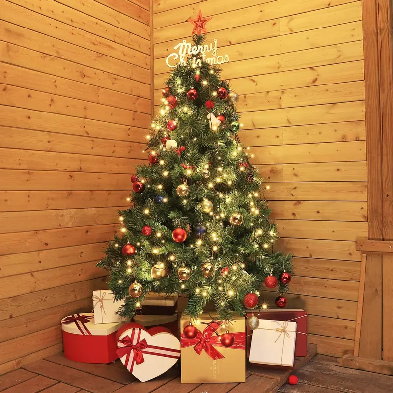 Pre-Lit Artificial Christmas Tree – 150 Cm / 180 Cm / 240 Cm Options With Stable Stand 1