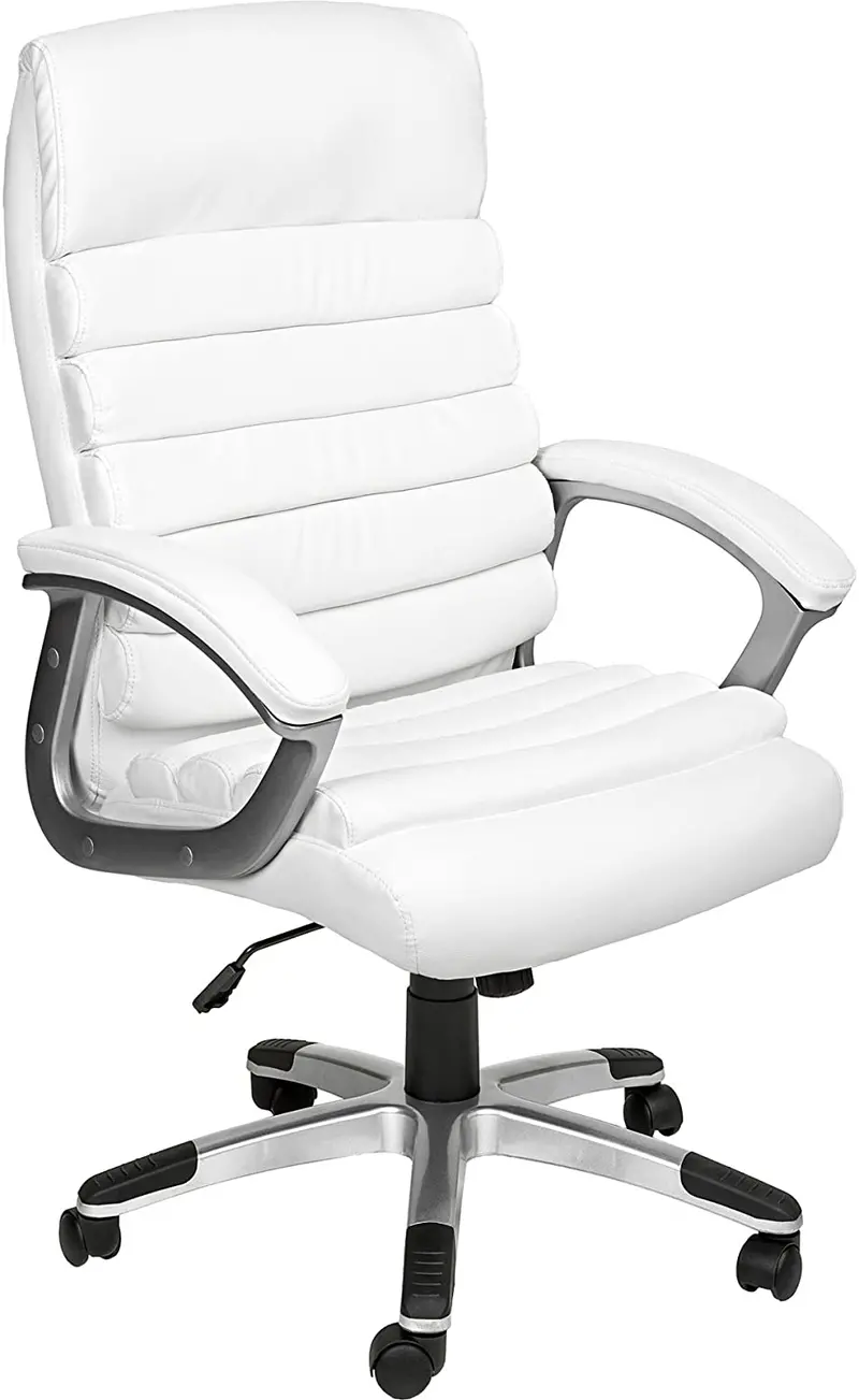 Premium White Executive Office Chair – Swivel Seat With Padded Armrests And Mesh Back Support 1