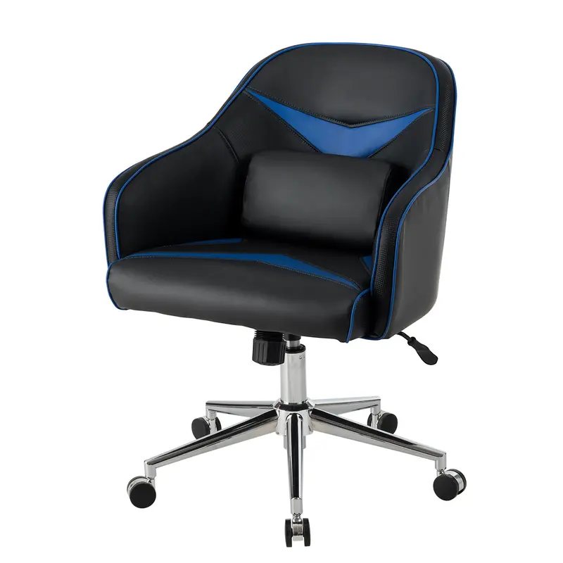 Pu Leather Gaming Chair: Mid-Back Reclining Seat With Massage Pillow And Height Control 1