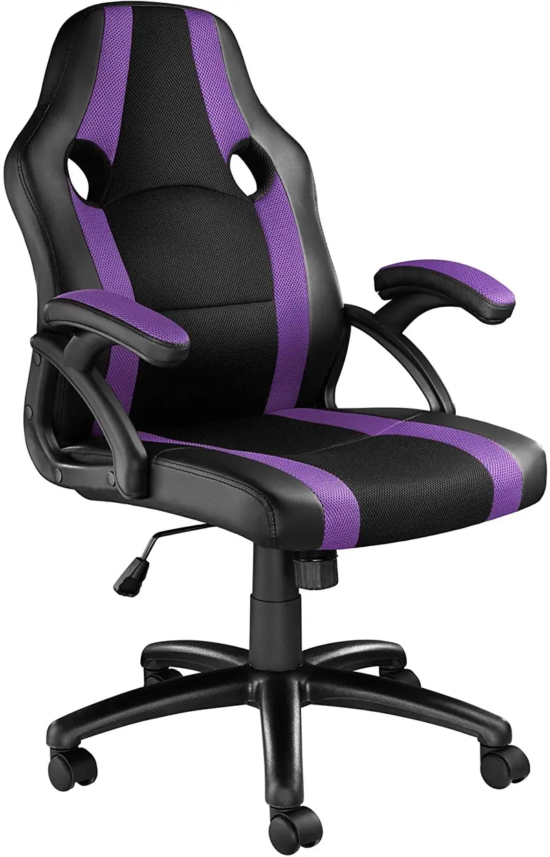 Purple Racing-Style Office Chair – Rocker Mechanism, Pu Leather, And Adjustable Height 1