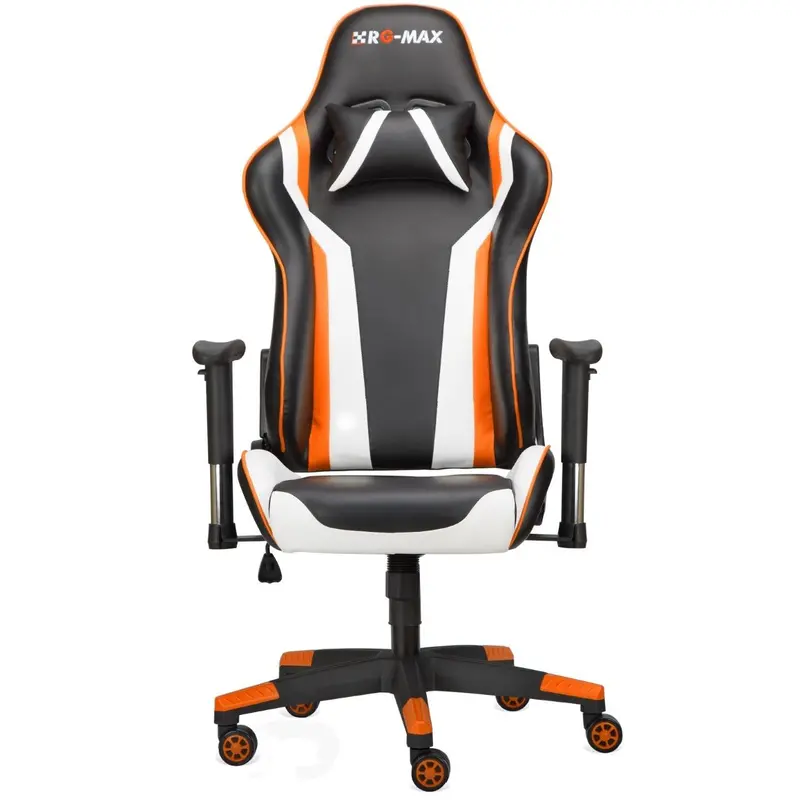 Racing-Style Reclining Gaming Chair In Vibrant Orange Faux Leather 1