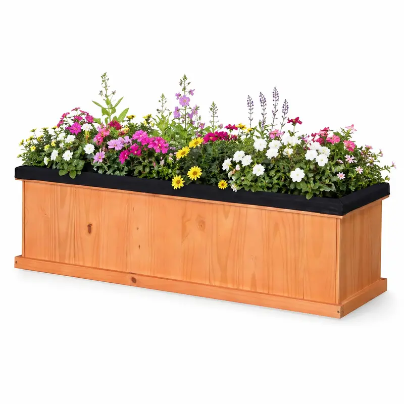 Raised Wooden Garden Bed With Triple Drainage System (44" X 10" X 12") 1