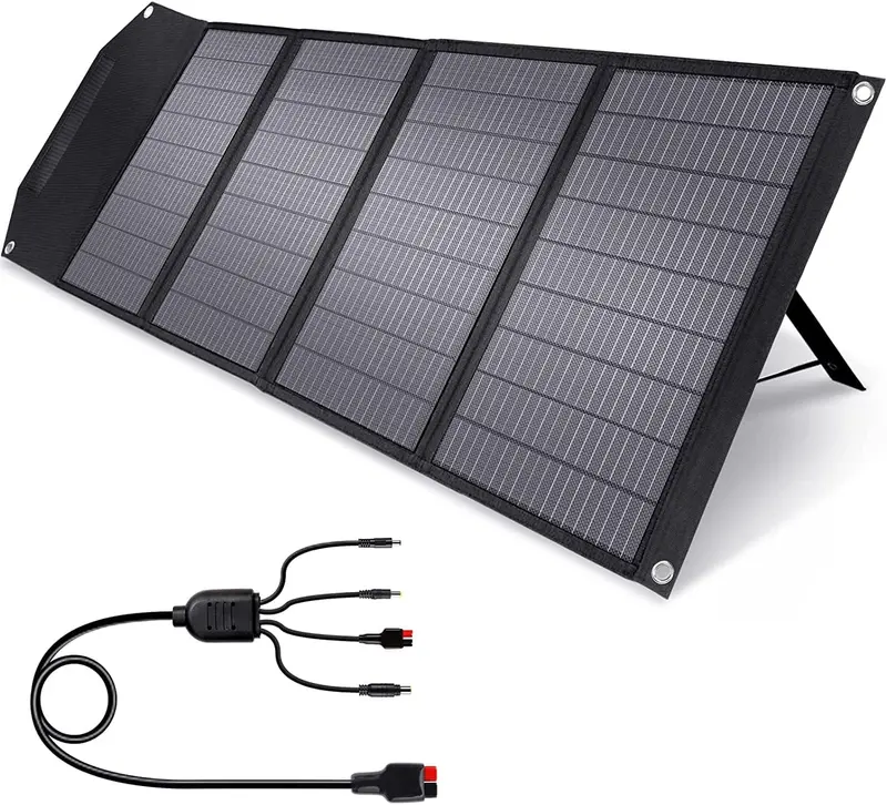 Rockpals 100W Foldable Solar Panel – Upgraded Kickstand Design With Qc 3.0/Usb-C Outputs, Parallel Connectivity & Compatibility Across Major Power Stations 1
