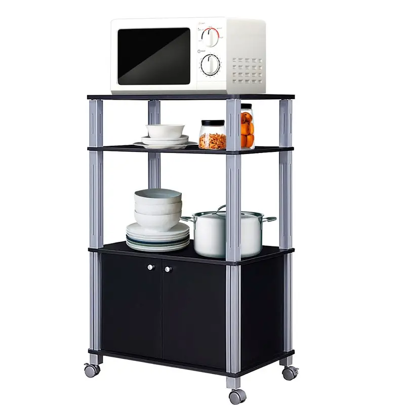 Rolling Industrial Baker’S Rack – Movable Microwave And Storage Tower 1