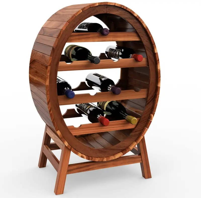 Rustic Wine Barrel–Style 12-Bottle Wine Rack – 90 Cm Tall 1