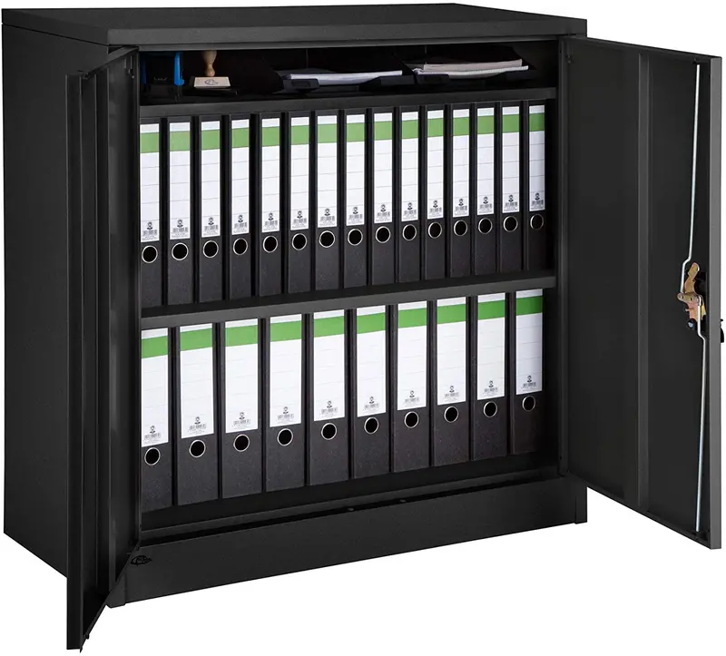 Secure Black Two-Door Filing Cabinet With Organized Compartments 2