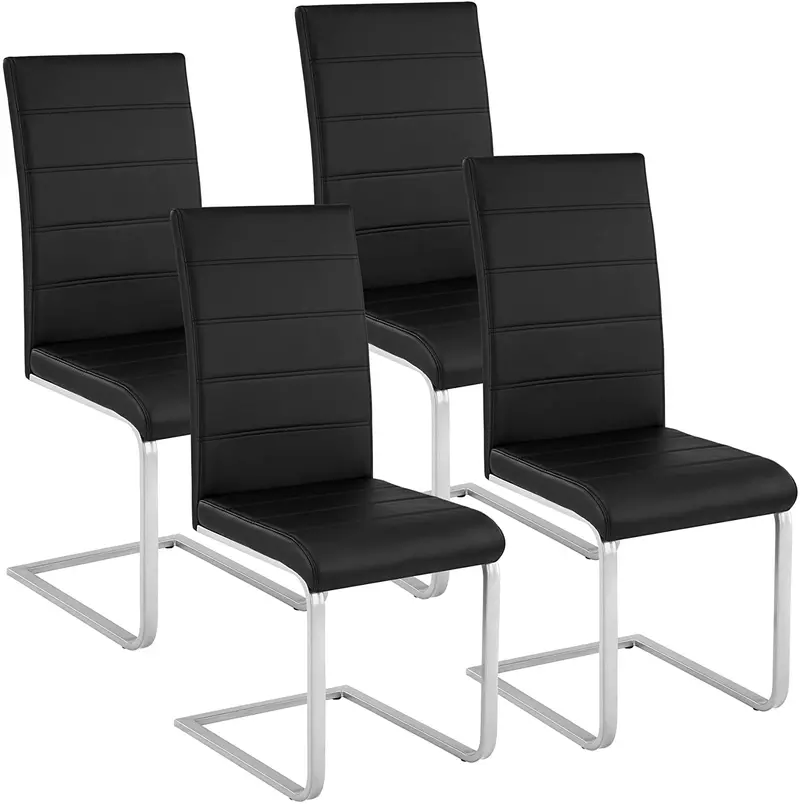 Set Of 4 Black Cantilever Chairs – Modern Stackable Design For Conference Or Dining 1