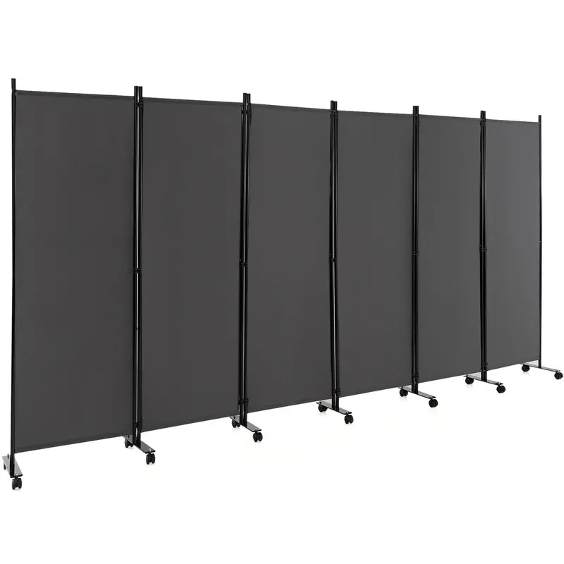 Six-Panel Folding Room Divider – 132-Inch Wide Rolling Privacy Screen 1