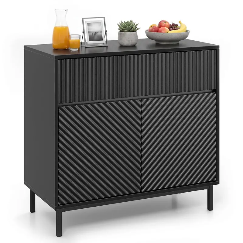 Slim Coffee Bar Console Table – 32-Inch Wide With Dual Doors And Single Drawer 1