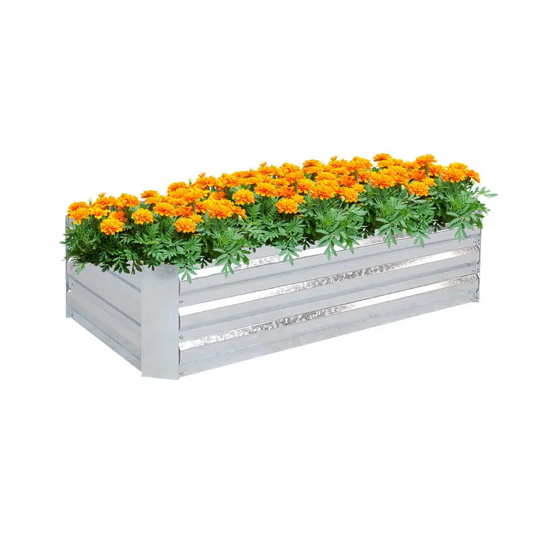 Soga 120Cm Galvanised Rectangular Raised Bed – Durable Outdoor Planter For Vegetables 1