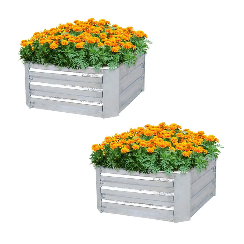 Soga Dual 100Cm Square Galvanized Raised Garden Bed – Compact Metal Planter For Balconies & Courtyards 1