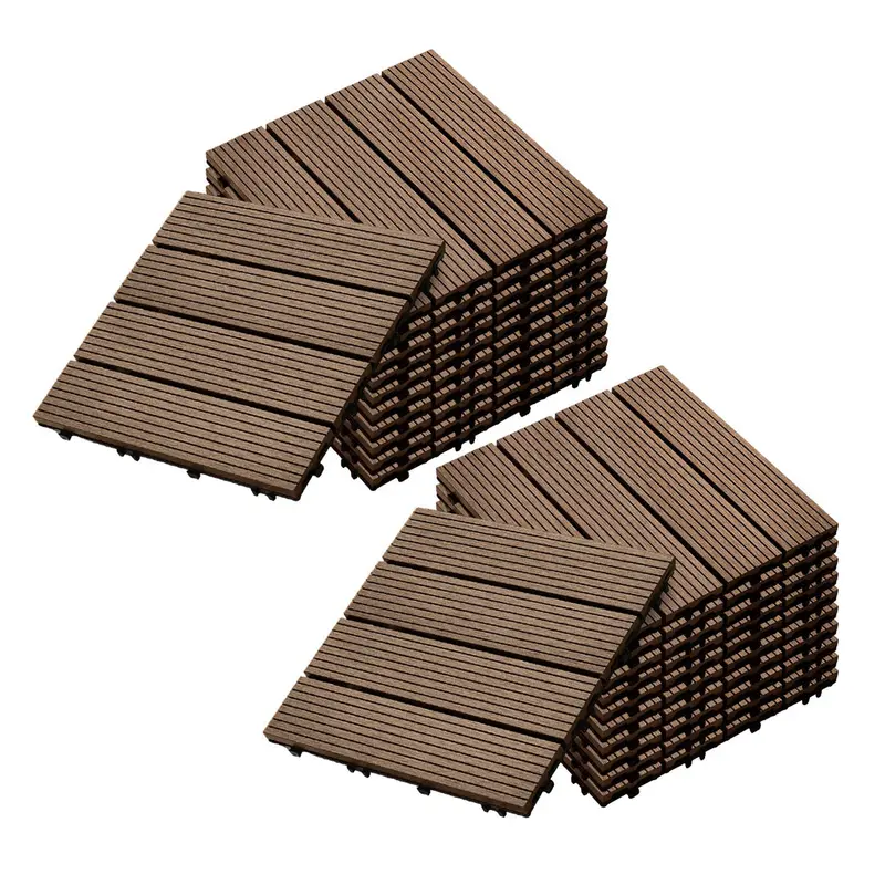 Soga Dual 11-Piece Dark Chocolate Composite Decking Tiles – Low-Maintenance Outdoor Patio Flooring 1