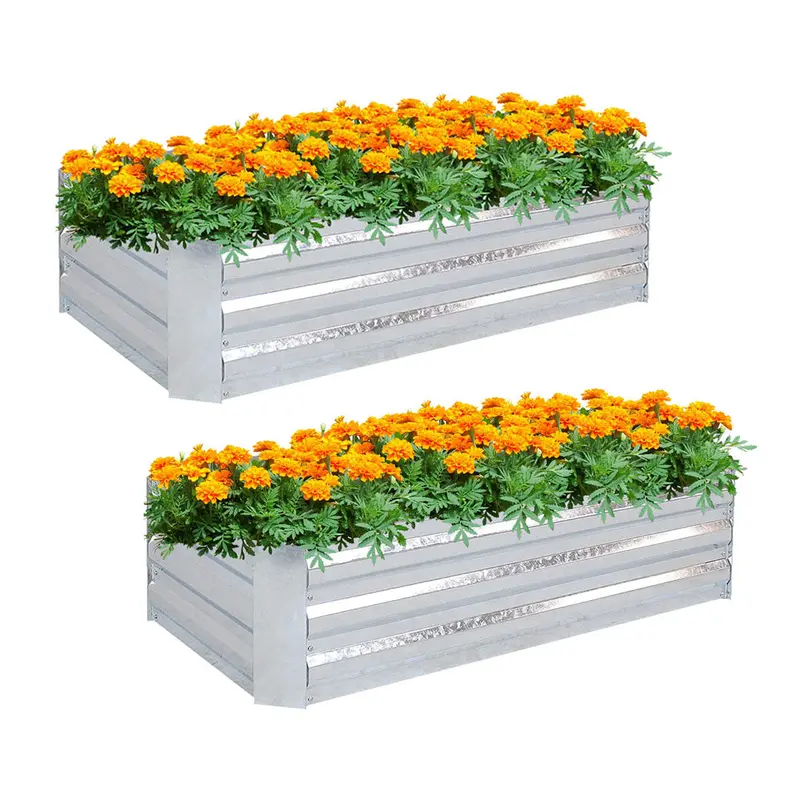 Soga Dual 120Cm Galvanized Steel Raised Garden Bed – Rust-Resistant Rectangular Planter Box For Outdoor Use 1