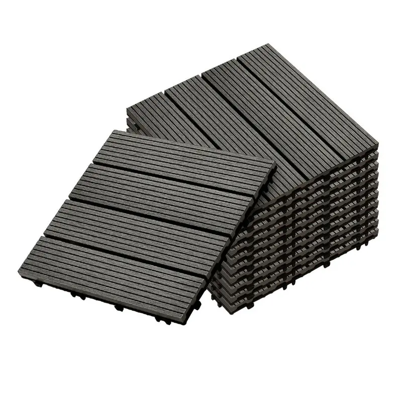 Soga Grey Composite Decking Tiles – 11-Piece Weather-Resistant Patio Flooring Bundle 1